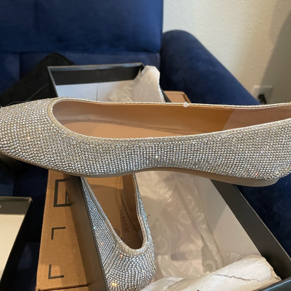 Champagne flats with rhinestones- size 6